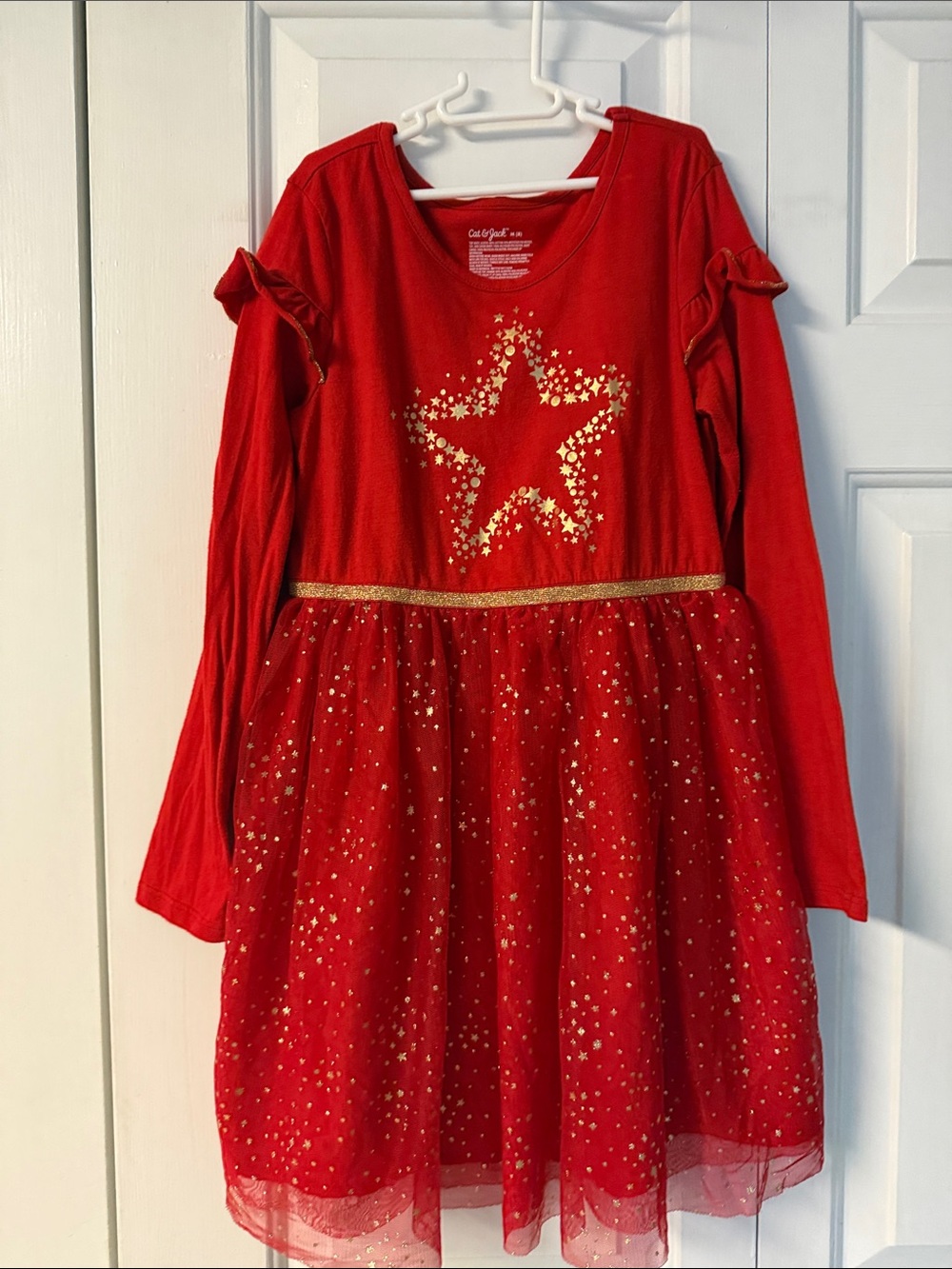 Cat & Jack Red and Gold Star Tulle Dress